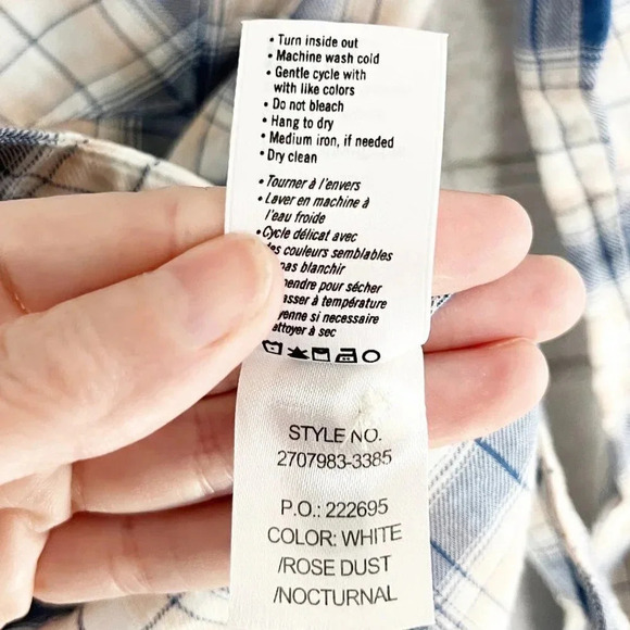 Paige Blue & Pink Plaid Button Down Long Sleeve Shirt Women's Size Small - Picture 7 of 7